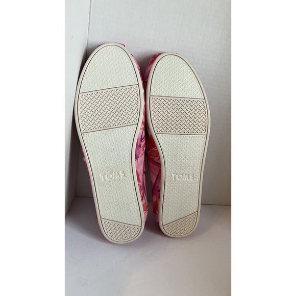 TOMS Pink & Burgundy Bamboo Pattern  womens SZ 10 slip on canvas Shoes WORN ONCE - Picture 6 of 7